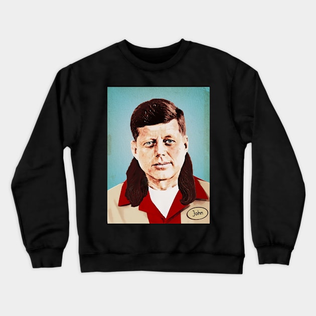 JFK mullet 35th US president John bowling Crewneck Sweatshirt by Captain-Jackson